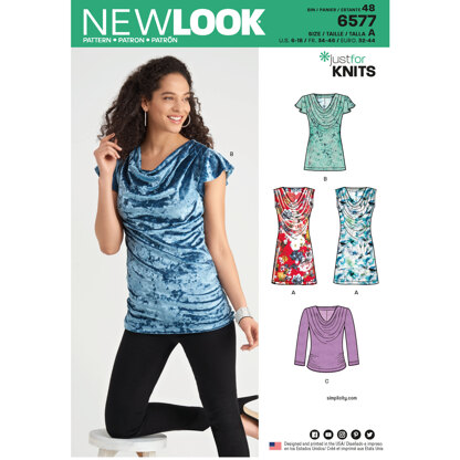 New Look 6577 Misses' Knit Tops 6577 - Paper Pattern, Size A (6-8-10-12-14-16-18)