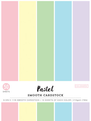 American Crafts Colorbok 78lb Smooth Cardstock 8.5"X11" 50/Pkg - Pastel, 5 Colors/10 Each