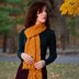 Double Mustard, a reversible cabled scarf
