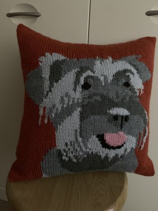 Miniature Schnauzer Pet Portrait Cushion Cover