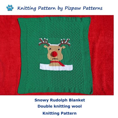 Snowy Rudolph Cot/Pram Blanket (no 130) - knitting pattern