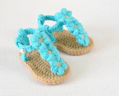 Puff Flower Baby Sandals