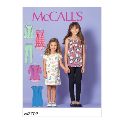 McCall's Children/Girls' Tops, Dresses and Leggings M7709 - Sewing Pattern
