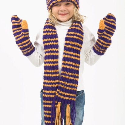 Child’s Hat, Scarf & Mittens in Plymouth Encore Worsted - F214 - knitting pattern