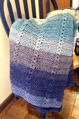 Double Crochet Puff Stitch Heart Blanket