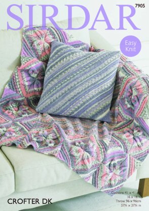 Cushion Cover and Leaf Throw in Sirdar Crofter DK - 7905 - Leaflet