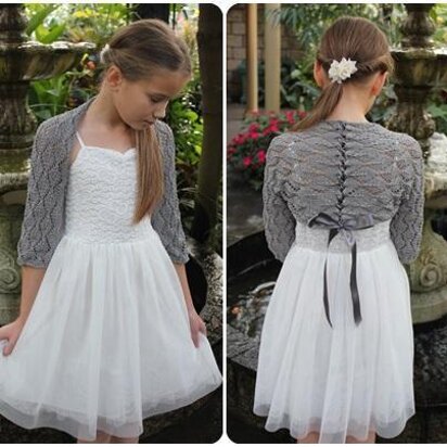 Lace shrug with ribbon