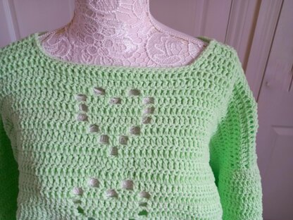 Crochet Easy Heart Sweater Pattern