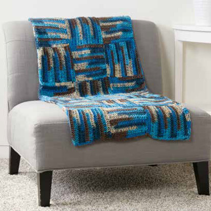Parquet Tiles Crochet Blanket in Caron Simply Soft Stripes - Downloadable PDF