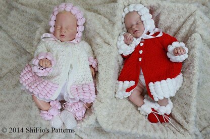 200- Pom Pom Edge Baby Matinee Set Knitting Pattern #200