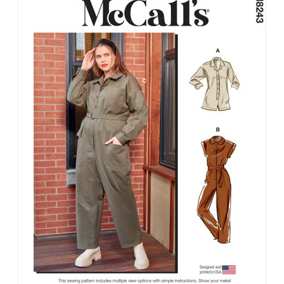 McCall's Misses' and Women's Romper, Jumpsuits and Belt M8243 - Sewing Pattern