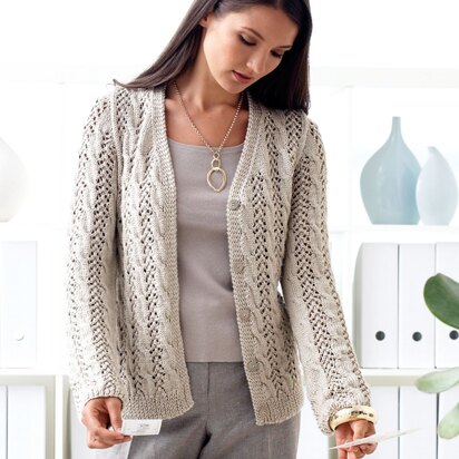 Lace and Cable Cardigan in Patons Silk Bamboo
