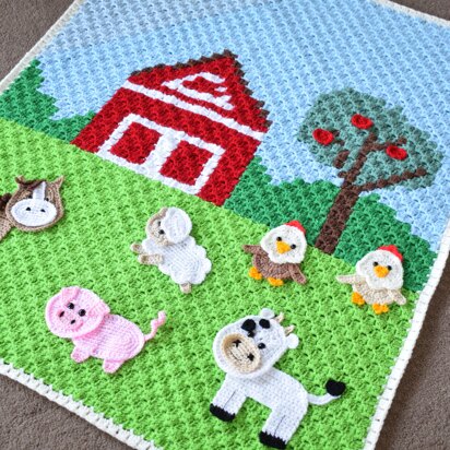 Farm animal friends applique blanket