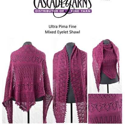 Mixed Eyelet Shawl in Cascade Yarns Ultra Pima Fine - FW183 - Downloadable PDF