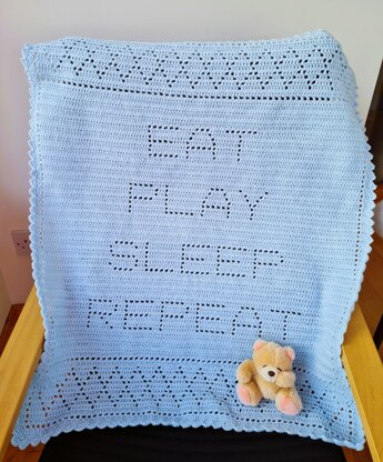 Eat Play Sleep Repeat Filet Blanket