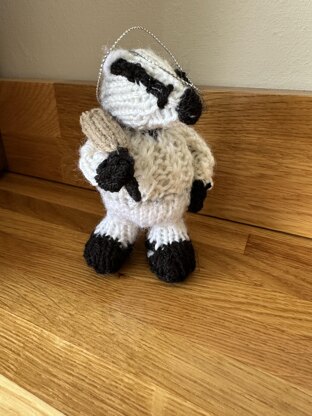 Mini Badger Playing Cricket - Ferrero Rocher/Lindor Chocolate Cover/Stuffed Toy/Hanging Ornament