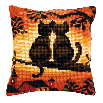 Vervaco Cats by Night Cushion Front Chunky Cross Stitch Kit - 40cm x 40cm