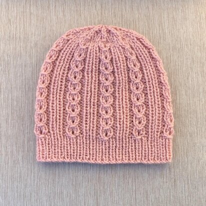 Hat with Small Eyelet Mock Cables