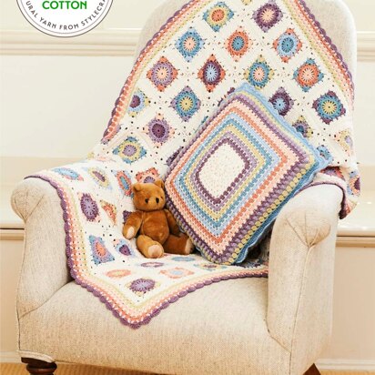 Blanket and Cushion in Stylecraft Naturals Bamboo & Cotton DK- 9804 - Downloadable PDF