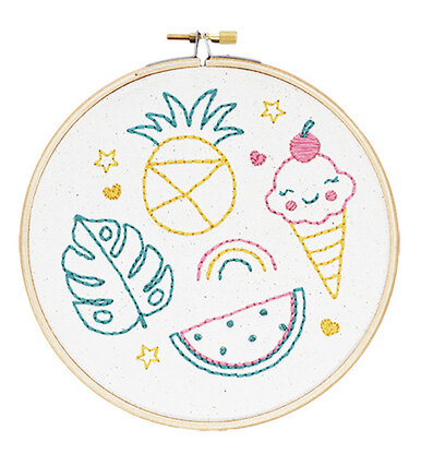 The Modern Crafter Beginner Embroidery DIY Kit - Fruit & Ice Cream - 6in