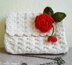 Ecru crochet purse with rose embellishment