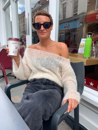 Off the shoulder mohair sweater