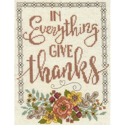 Imaginating Give Thanks Floral (14 Count) - 7in x 9in