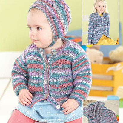 Cardigans, Bonnet & Blanket in Sirdar Snuggly Baby Crofter DK - 4570 - Downloadable PDF