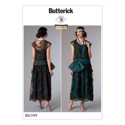 Butterick Taillenbetontes Kleid für Damen mit übergroßer Schleife B6399 - Schnittmuster