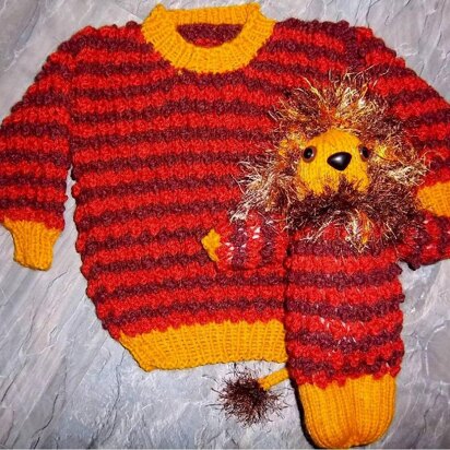 Child's Snazzy Sweater & Toy Lion Set