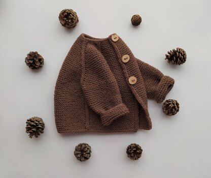 Garter Stitch Cardigan | Cedarwood Baby Cardigan | 0-24 months