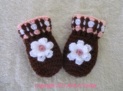 Baby Thumb-less Brown Mittens