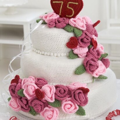 Anniversary Rose Cake in Red Heart Super Saver Economy Solids - LW2468