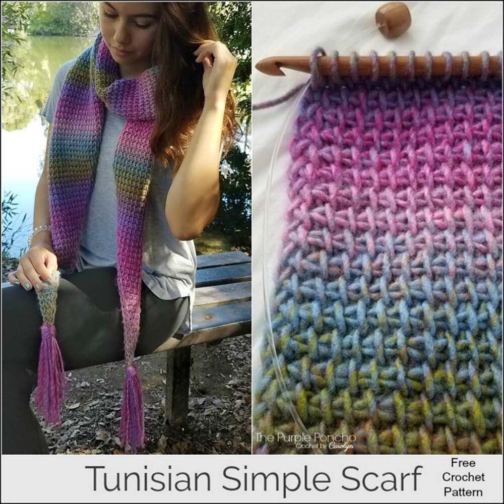 Tunisian Simple Scarf Crochet pattern by The Purple Poncho