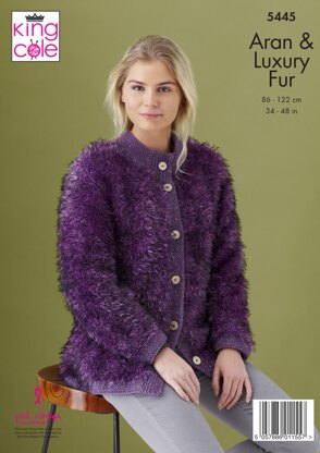 Jackets & Headband in King Cole Fashion Aran & Luxury Fur - 5445 - Downloadable PDF
