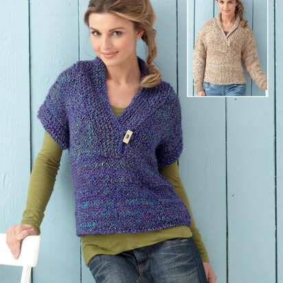 Woman's Sweater and Sleeveless Top in Hayfield Ripple Super Chunky - 7199 - Downloadable PDF