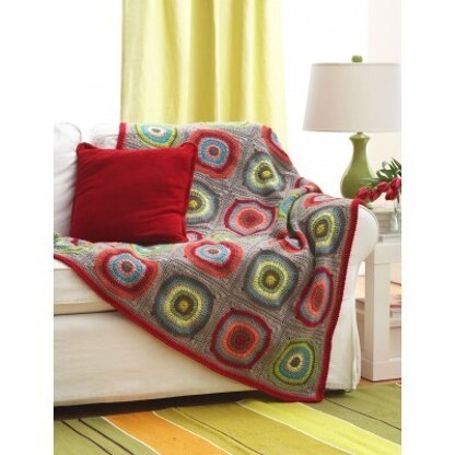 Circles in Squares Blanket in Bernat Super Value