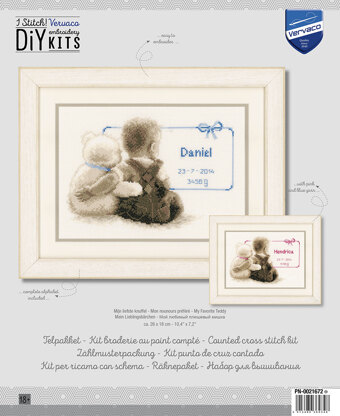 Vervaco My Favourite Teddy Cross Stitch Kit - 26cm x 18cm