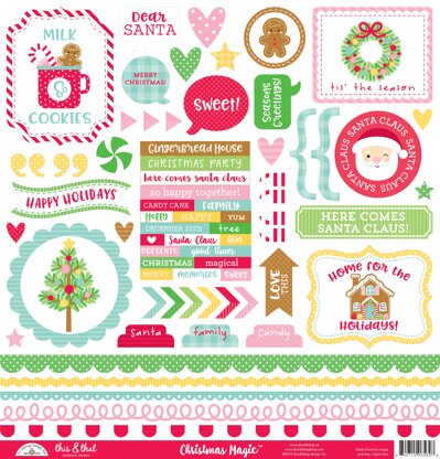 Doodlebug This & That Cardstock Stickers 12"X12" - Christmas Magic