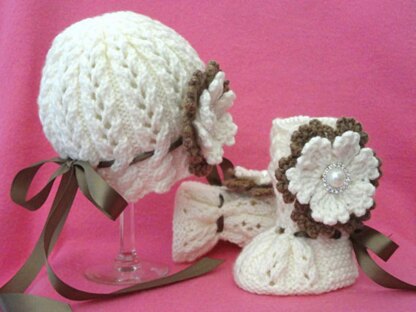 Knitting PATTERN Baby Girl Baby Cap and Baby Shoes