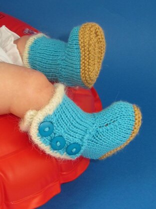 Baby Fur Trim 3 Button Booties (Bootees)