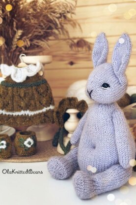 Knitting Toy Clothes Pattern - Snowdrop Outfit for Bunny