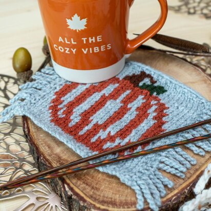 Pumpkin Mug Rug Knit