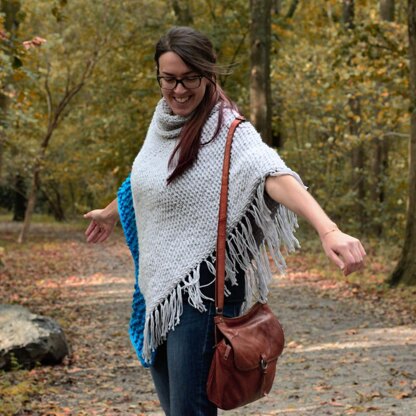 Misty Grey Tunisian Poncho