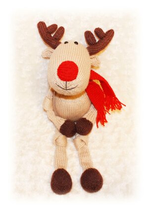 Reindeer Knitting Pattern (an extremely soft, huggable and cute toy), Knitted Reindeer