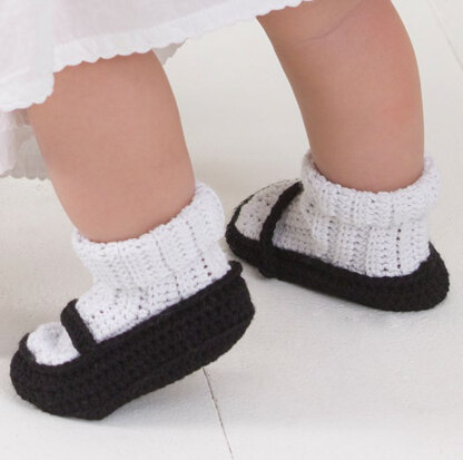 Mary Jane Baby Booties in Aunt Lydia's Bamboo Crochet Thread Size 3 - WC2005 - Downloadable PDF