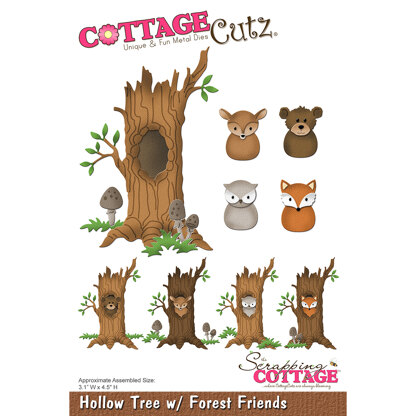 CottageCutz Dies - Hollow Tree W/ Forest Friends, 3.1"X4.5"