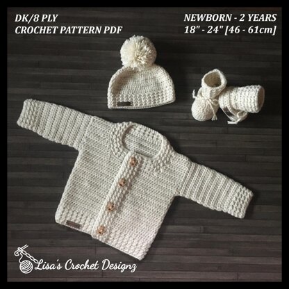 Grayson Baby Cardigan Hat and Booties Set