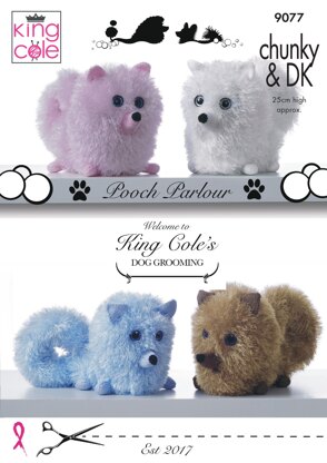 Pomeranian Dogs in King Cole Tinsel Chunky & Dollymix DK - 9077pdf - Downloadable PDF