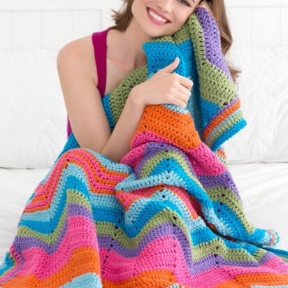 Bright Ripple Throw in Red Heart With Love Solids - LW3324
